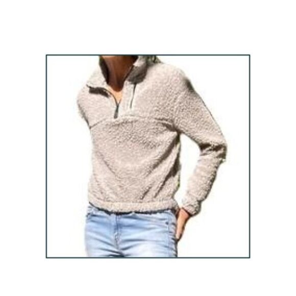 Wallflower • Quarter Zip Fleece • Light Gray • Small - Picture 1 of 12